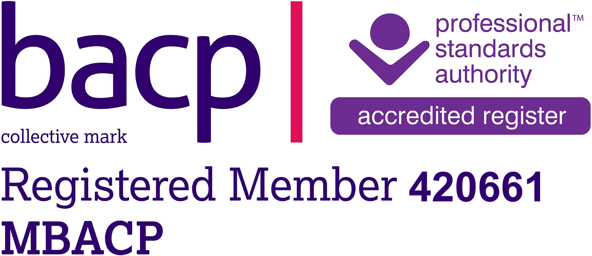 BACP Registered Member 420661, MBACP. Professional Standards Authority accredited register.